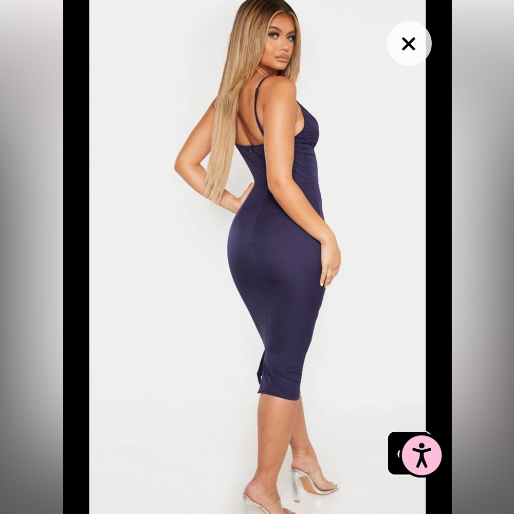 blue backless long dress Miss Circle Women's Wallie Baby Blue Rhinestone Embellished Mesh Backless Gown